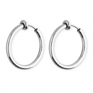 Clip boucles d'oreilles / créoles en acier Inox Argenté