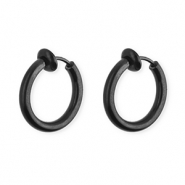 Clip boucles d'oreilles / créoles en acier Inox Noir