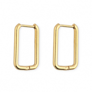 Boucles d'oreilles / créoles en acier Inox rectangle Doré