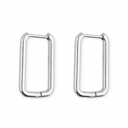 Boucles d'oreilles / créoles en acier Inox rectangle Argenté
