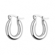Boucles d'oreilles / créoles en acier Inox ovale Argenté
