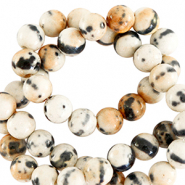Pierres naturelles 6mm rond Beige-noir