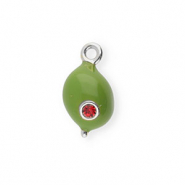 BY31&reg; Breloques en laiton Eco-brass avec &eacute;maill&eacute;e olive Argent&eacute;-verte olive-rouge