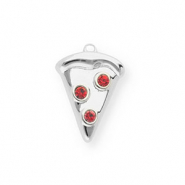 BY31&reg; Breloques en laiton Eco-brass part de pizza Argent&eacute;-rouge