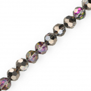 Perles &agrave; facettes rondes 16 mm Anthracite-AB coating