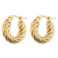 BY31&reg; Boucles d'oreilles / cr&eacute;oles en acier Inox torsad&eacute; Dor&eacute;