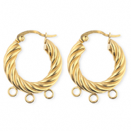 BY31&reg; Appr&ecirc;ts en acier Inox boucles d'oreilles&nbsp;/&nbsp;puces cr&eacute;oles torsad&eacute; avec 3 anneaux Dor&eacute;