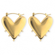 BY31&reg; Appr&ecirc;ts en acier Inox boucles d'oreilles&nbsp;/&nbsp;puces cr&eacute;oles coeur avec 5 anneaux Dor&eacute;