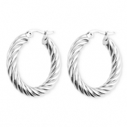 BY31&reg; Boucles d'oreilles / cr&eacute;oles en acier Inox torsad&eacute; Argent&eacute;