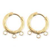 BY31&reg; Appr&ecirc;ts en acier Inox boucles d'oreilles&nbsp;/&nbsp;puces cr&eacute;oles torsad&eacute; avec 3 anneaux Dor&eacute;