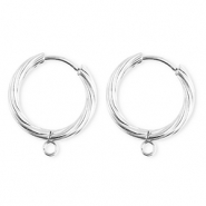 BY31&reg; Appr&ecirc;ts en acier Inox boucles d'oreilles&nbsp;/&nbsp;puces cr&eacute;oles torsad&eacute; avec anneau Argent&eacute;