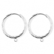 BY31&reg; Appr&ecirc;ts en acier Inox boucles d'oreilles&nbsp;/&nbsp;puces cr&eacute;oles torsad&eacute; avec anneau Argent&eacute;