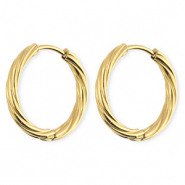 BY31&reg; Boucles d'oreilles / cr&eacute;oles en acier Inox torsad&eacute; Dor&eacute;