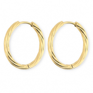 BY31&reg; Boucles d'oreilles / cr&eacute;oles en acier Inox torsad&eacute; Dor&eacute;