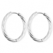 BY31&reg; Boucles d'oreilles / cr&eacute;oles en acier Inox torsad&eacute; Argent&eacute;