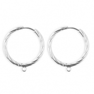 BY31&reg; Appr&ecirc;ts en acier Inox boucles d'oreilles&nbsp;/&nbsp;puces cr&eacute;oles torsad&eacute; avec anneau Argent&eacute;