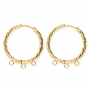 BY31&reg; Appr&ecirc;ts en acier Inox boucles d'oreilles&nbsp;/&nbsp;puces cr&eacute;oles torsad&eacute; avec 3 anneaux Dor&eacute;