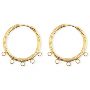 BY31&reg; Appr&ecirc;ts en acier Inox boucles d'oreilles&nbsp;/&nbsp;puces cr&eacute;oles torsad&eacute; avec 5 anneaux Dor&eacute;