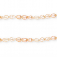 Perles d'eau douce imparfaites grain de riz 4-7x4-5mm"" Rose p&ecirc;che