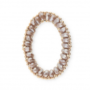 Pendentifs facettées ovale Taupe marron-pearl shine coating-doré