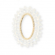 Pendentifs facettées ovale Blanc AB-doré
