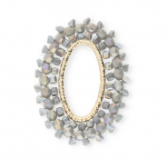 Pendentifs facettées ovale Gris AB-doré