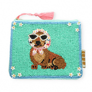 BY31® Trousse teckel avec fleurs Vert menthe-marron-bleu clair-rose-blanc