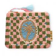 BY31® Trousse palmier Doré-bleu clair-rose clair-vert olive-blanc cassé