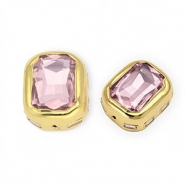 Perles Statement rectangle à facettes Doré-rose