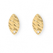 Appr&ecirc;ts en acier Inox boucles d'oreilles / puces d&rsquo;oreilles ovale avec anneau Dor&eacute;