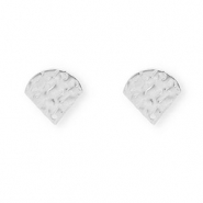 Appr&ecirc;ts en acier Inox boucles d'oreilles / puces d&rsquo;oreilles  avec anneau Argent&eacute;