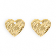 Appr&ecirc;ts en acier Inox boucles d'oreilles / puces d&rsquo;oreilles coeur avec anneau Dor&eacute;