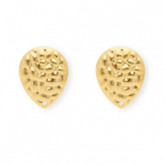 Apprêts en acier Inox boucles d'oreilles / puces d’oreilles goutte avec anneau Doré
