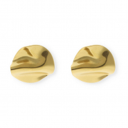 Appr&ecirc;ts en acier Inox boucles d'oreilles&nbsp;/&nbsp;puces d&rsquo;oreilles irr&eacute;guli&egrave;res rond avec anneau Dor&eacute;