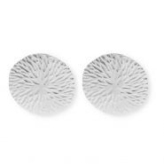 Appr&ecirc;ts en acier Inox boucles d'oreilles&nbsp;/&nbsp;puces d&rsquo;oreilles rond avec anneau Argent&eacute;