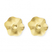 Appr&ecirc;ts en acier Inox boucles d'oreilles&nbsp;/&nbsp;puces d&rsquo;oreilles fleur avec anneau Dor&eacute;