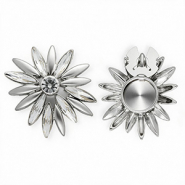 Cache-boutons fleur Argent&eacute;-cristal