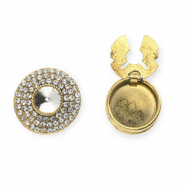 Cache-boutons rond avec strass Dor&eacute;-cristal