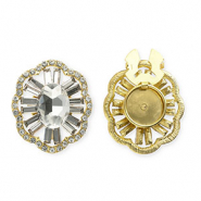 Cache-boutons ovale facett&eacute;es avec strass Dor&eacute;-cristal