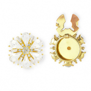 Cache-boutons fleur facett&eacute;es avec strass Dor&eacute;-cristal