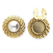 Cache-boutons en acier Inox rond avec imitations perle Dor&eacute;-blanc