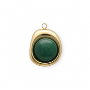 Breloques en acier Inox Jade organique ovale Doré-vert
