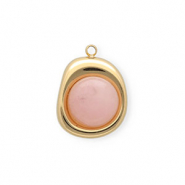 Breloques en acier Inox Jade organique ovale Doré-rose clair