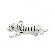 Breloques en acier Inox émail tigre Doré-blanc-noir