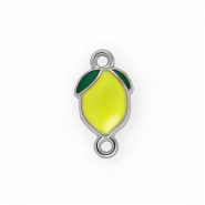Apprêts en acier Inox connecteur émail citron Argenté-jaune-vert