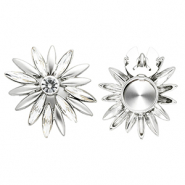 Cache-boutons fleur Argent&eacute;-cristal