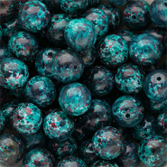 Perles en verre 12 mm Sarcelle multicolore