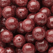 Perles en verre 14 mm Rouge bourgogne-blanc