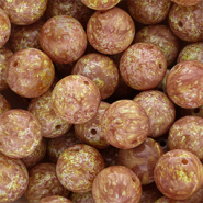 Perles en verre 14 mm Marron clair-jaune-blanc
