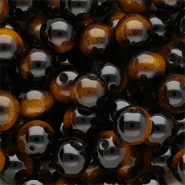 Perles en verre 12 mm Noir-jaune ambre